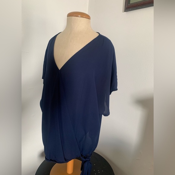 West Kei Ciyonna Faux Wrap Blouse in Navy - Picture 4 of 12